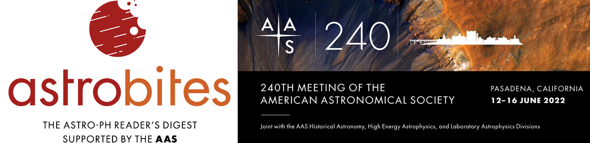 Astrobites logo and AAS 240 banner