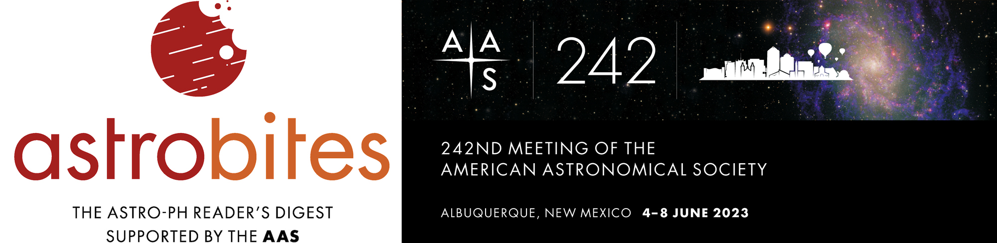 Astrobites logo and AAS 242 banner